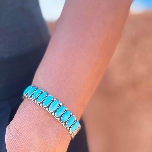 Turquoise Bracelet Sterling Silver 925 Genuine Turquoise Cuff Bracelet in Saudi Arabia