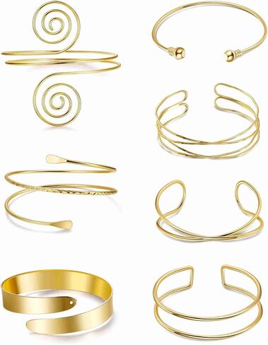 7pcs الكفة الذراع العلوي للنساء الفضة الذهب سوار أذرع الكفة القابلة للتعديل ARMLET ARMLET in Saudi Arabia