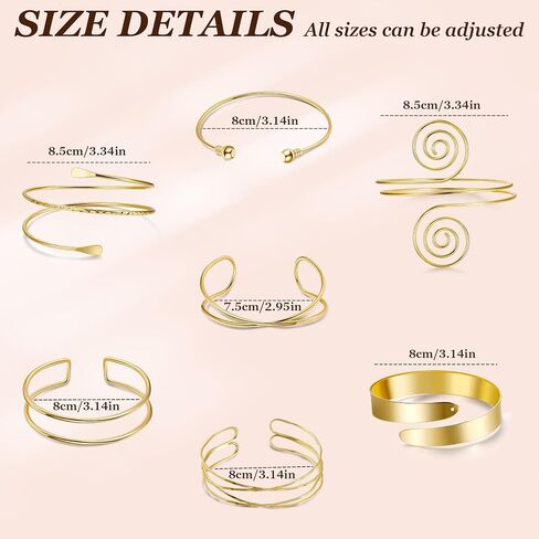 7pcs الكفة الذراع العلوي للنساء الفضة الذهب سوار أذرع الكفة القابلة للتعديل ARMLET ARMLET in Saudi Arabia