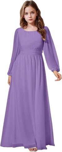 Junior Bridesmaid Dresses Long Sleeve Girls Formal Flower Girl Dress First Communion Gown in Saudi Arabia