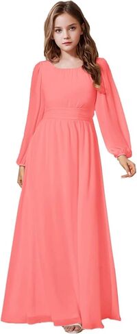 Junior Bridesmaid Dresses Long Sleeve Girls Formal Flower Girl Dress First Communion Gown in Saudi Arabia