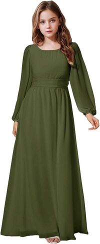 Junior Bridesmaid Dresses Long Sleeve Girls Formal Flower Girl Dress First Communion Gown in Saudi Arabia