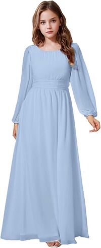Junior Bridesmaid Dresses Long Sleeve Girls Formal Flower Girl Dress First Communion Gown in Saudi Arabia