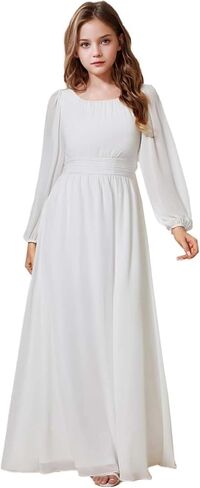 Junior Bridesmaid Dresses Long Sleeve Girls Formal Flower Girl Dress First Communion Gown in Saudi Arabia