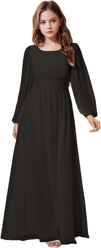 Junior Bridesmaid Dresses Long Sleeve Girls Formal Flower Girl Dress First Communion Gown in Saudi Arabia