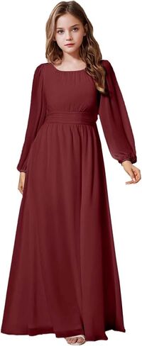 Junior Bridesmaid Dresses Long Sleeve Girls Formal Flower Girl Dress First Communion Gown in Saudi Arabia