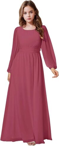 Junior Bridesmaid Dresses Long Sleeve Girls Formal Flower Girl Dress First Communion Gown in Saudi Arabia