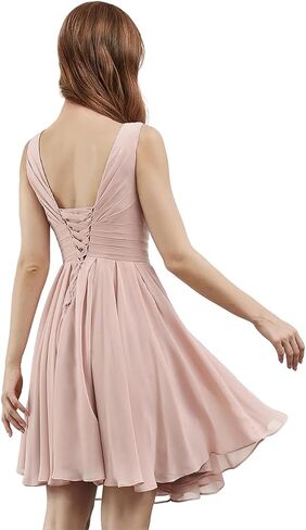 Homecoming Dresses for Teens V Neck Short Junior Bridesmaid Dresses Chiffon A Line Ruched Formal Party Prom Gown Ruffles in Saudi Arabia
