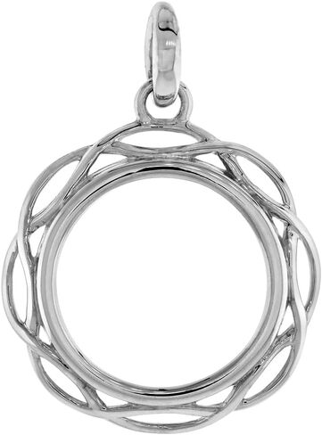Sterling Silver Braided Edge Penny Bezel Pendant for 19 mm Coins Prong Back 1 Cent Coin NOT Included in Saudi Arabia