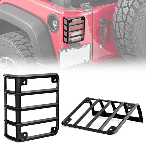 غلاف واقي ذيل Wrangler JK متوافق مع 2007-2018 Jeep Wrangler JK JKU Unlimited 2/4 DOORS الخلفي واقي المصباح الخلفي ، الأسود (2pcs) in Kuwait