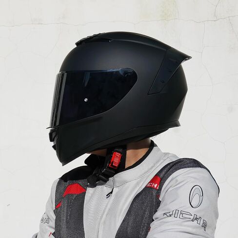 خوذات الدراجات النارية الكاملة للدراجات النارية ، خوذات للبالغين دراجة نارية ، MG611 Motordike Racing Bike Bike Bike Bike With With Black Form for Men Women ، DOT Address （M ، Matte Black-B in Kuwait