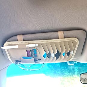 Black Multifunctional Car CD Case Holder for Sun Visor Organizer Car CD Holder Organizer, 8 CD/DVD Storage Sleeves, 3 Bank Card Holder, 1 Sunglasses Holder, 1 Pen Holder in Kuwait