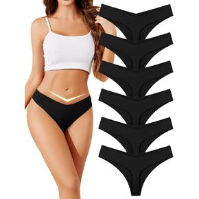 ANSUKOO Women's Seamless Thong Underwear 6 Pack,No Show Invisible Panties,Soft Comfortable Tanga for Ladies Female Workout in Saudi Arabia