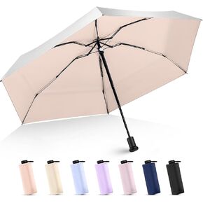 Leagera Upf 50+ Mini Smbrella للسفر - مظلة شمس قابلة للطي مدمجة للمشي في الصيف محفظة خفيفة الوزن المظلات الصغيرة للنساء الفتيات in Kuwait