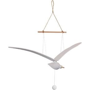 Flying Wooden Seagull Hanging for Mobile Ceiling, Soaring Seagull Decor Unique Home Artwork, for Balcony, Apartment, Creative mobiles Pendants for Baby Mobile Crib, Nursery Room（White Small Size） in Saudi Arabia