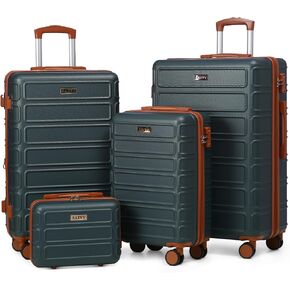4 Piece Luggage Set Expandable ABS Travel Suitcase Set TSA Lock Hardshell Durable Lightweight Traveling Luggage Sets Gift for Back to School (Amy Green, 28in26in20in13in) in Saudi Arabia