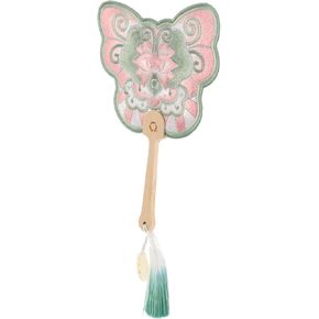 Embroidered Petal Hand Fan with Wooden Handle Traditional Style for Weddings Parties and Elegant Decorations in Saudi Arabia