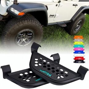 IAG EZ-Step for Jeep Wrangler 2018+ 2 Door w/OEM rockrails (Red Logo Plate, 1 Pair) in Kuwait