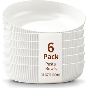 HOMQUEN Pasta Bowls Set of 6, 37oz Salad Bowls Black Soup Bowls, Large Pasta Serving Bowls, Unbreakable Plastic Dinner Bowls, Dinnerware Sets,Valentines Day Gift, Dishwasher Safe (Black) in Kuwait