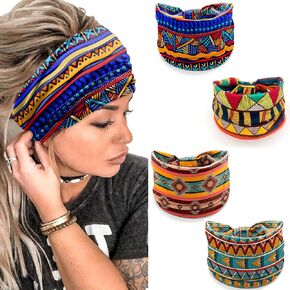 العصابات القبلية الأفريقية للنساء - 4 حزمة بوهو طباعة عريضة على واسعة in Kuwait