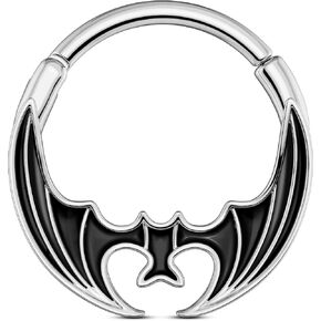 OUFER Orange Black Red Bat Segment Ring 16G 10MM – Gothic Halloween Clicker Hoop for Septum, Daith, Conch – Surgical Steel Non-Dangle Nose Jewelry in Kuwait