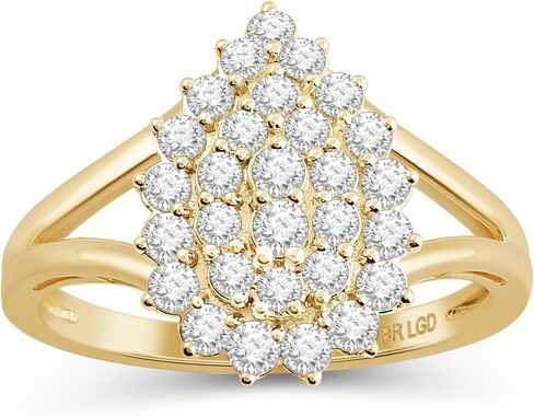 jewellili 10k مختبر الذهب الأصفر النمو الماسي الماسي خاتم الذكرى السنوية للنساء | 3/4 CTTW | حجم الحلقة 6 و 7 و 8 | هدية المجوهرات الخالدة لها | صندوق الهدايا المدرجة in Saudi Arabia