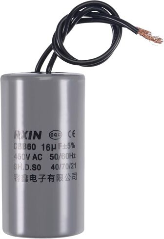 uxcell CBB60 Run Capacitor 16uF 450V AC 2 Wires 50/60Hz Cylinder 74x38mm for Air Compressor Water Pump Motor in Saudi Arabia