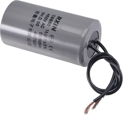 uxcell CBB60 Run Capacitor 16uF 450V AC 2 Wires 50/60Hz Cylinder 74x38mm for Air Compressor Water Pump Motor in Saudi Arabia