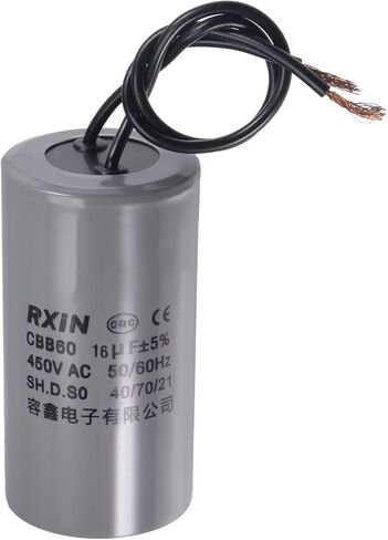 uxcell CBB60 Run Capacitor 16uF 450V AC 2 Wires 50/60Hz Cylinder 74x38mm for Air Compressor Water Pump Motor in Saudi Arabia