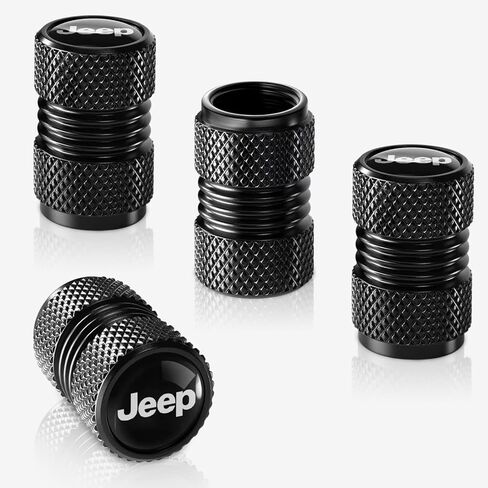 Tire Valve Stem Caps Compatible with Jeep Series Car Wheel Air caps Metal Valve Stem Caps Decoration Accessories 4 Pcs Black in Kuwait