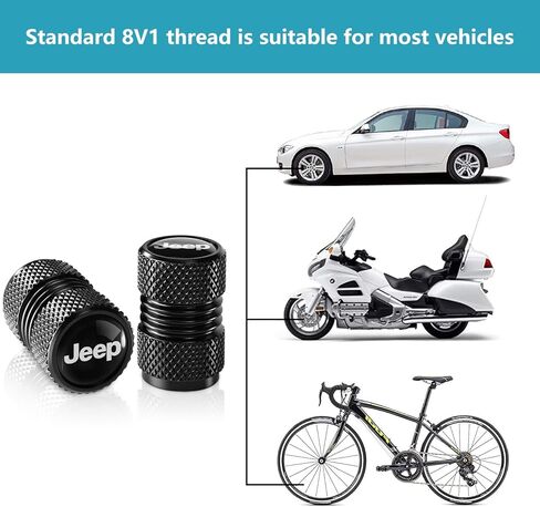 Tire Valve Stem Caps Compatible with Jeep Series Car Wheel Air caps Metal Valve Stem Caps Decoration Accessories 4 Pcs Black in Kuwait