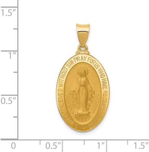 IceCarats 14K Solid Yellow Gold Our Lady of Miraculous Medal Blessed Virgin Mary Oval Necklace Chain Pendant Charm in Kuwait