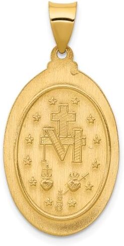 IceCarats 14K Solid Yellow Gold Our Lady of Miraculous Medal Blessed Virgin Mary Oval Necklace Chain Pendant Charm in Kuwait