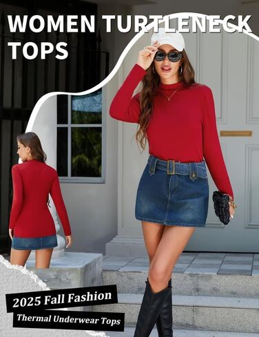 Marvmys Womens 2 Pack Turtleneck قمصان طويلة الأكمام خفيفة الوزن Basic Slim Fit Tops Informal Inferal Tops XS-2XL in Kuwait