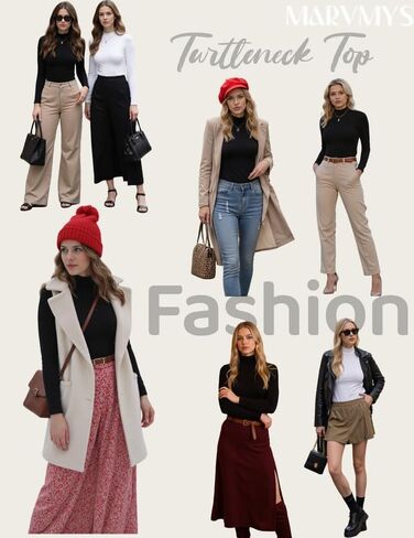 Marvmys Womens 2 Pack Turtleneck قمصان طويلة الأكمام خفيفة الوزن Basic Slim Fit Tops Informal Inferal Tops XS-2XL in Kuwait