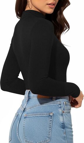 Mangopop Women's Hortleneck Shirt Long Sleeve Fall Fall Fall Fashion Undershirt Tops Basic Tops Teeped Layer 2025 in Saudi Arabia