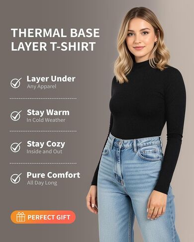 Mangopop Women's Hortleneck Shirt Long Sleeve Fall Fall Fall Fashion Undershirt Tops Basic Tops Teeped Layer 2025 in Saudi Arabia