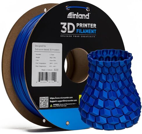INLAND Micro Center PLA 3D Printer Filament 1.75mm - Silver, Dimensional Accuracy +/- 0.03mm - 1kg Cardboard Spool (2.2 lbs) “ Fits Most FDM/FFF Printers “ Odor Free, Clog Free Filaments in Kuwait