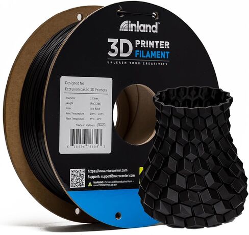 INLAND Micro Center PLA 3D Printer Filament 1.75mm - Silver, Dimensional Accuracy +/- 0.03mm - 1kg Cardboard Spool (2.2 lbs) “ Fits Most FDM/FFF Printers “ Odor Free, Clog Free Filaments in Kuwait