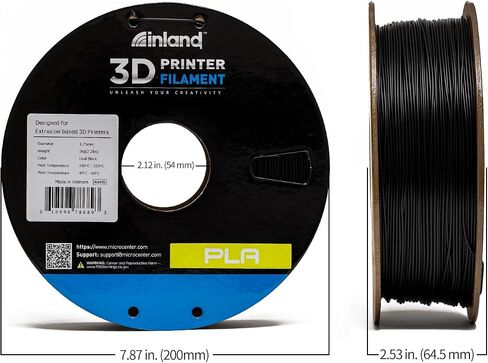 INLAND Micro Center PLA 3D Printer Filament 1.75mm - Silver, Dimensional Accuracy +/- 0.03mm - 1kg Cardboard Spool (2.2 lbs) “ Fits Most FDM/FFF Printers “ Odor Free, Clog Free Filaments in Saudi Arabia