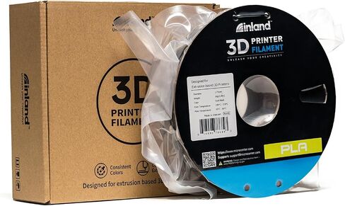 INLAND Micro Center PLA 3D Printer Filament 1.75mm - Silver, Dimensional Accuracy +/- 0.03mm - 1kg Cardboard Spool (2.2 lbs) “ Fits Most FDM/FFF Printers “ Odor Free, Clog Free Filaments in Saudi Arabia