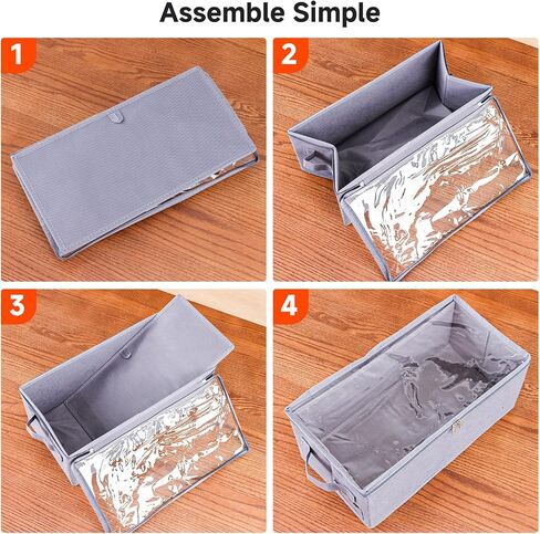 DVD Storage Box – DVD Case with Clear PVC Lid – DVD Shelf Organizer for 25 Standard DVD Cases – Foldable & Stackable Media Storage Solution – 4Pack(Gray) in Kuwait