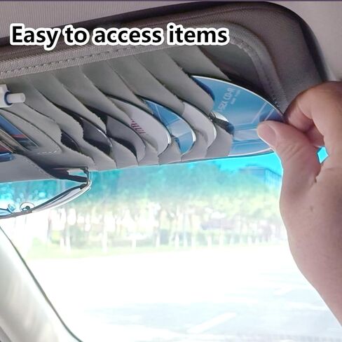 حامل علبة CD للسيارة متعددة الوظائف أسود لأشعة Sun Visor Organizer CAR CD CD ، 8 أكمام تخزين CD/DVD ، 3 حامل بطاقة مصرفي ، حامل نظارة شمسية واحدة ، حامل قلم واحد in Kuwait