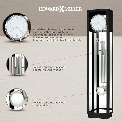 Howard Miller Whitelock II Clofer Clock ، تصميم مستطيل مستطيل مضيء ، Door Glass Door & Black Hinf in Kuwait