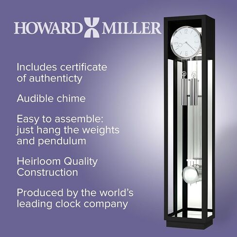 Howard Miller Whitelock II Clofer Clock ، تصميم مستطيل مستطيل مضيء ، Door Glass Door & Black Hinf in Kuwait