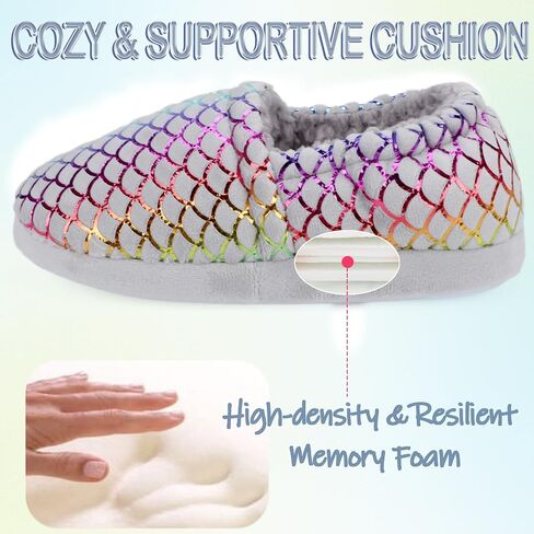 MEJORMEN Girls Mermaid House Slippers Cozy Plush Anti-Skid Indoor Outdoor House Shoes Glitter Bedroom Slippers for Toddler Kid in Saudi Arabia