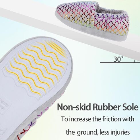 MEJORMEN Girls Mermaid House Slippers Cozy Plush Anti-Skid Indoor Outdoor House Shoes Glitter Bedroom Slippers for Toddler Kid in Saudi Arabia