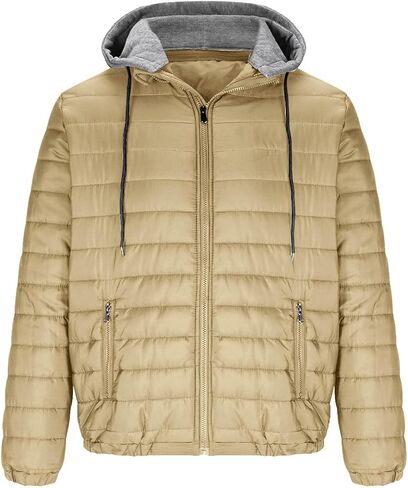 Muscularfit Men's Puffer Jackets with Hood Lightweight Full Zip Coats Winter Warm Padded Jacket Quilted Down Jacket Pockets in Saudi Arabia