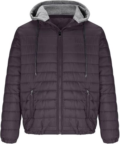 Muscularfit Men's Puffer Jackets with Hood Lightweight Full Zip Coats Winter Warm Padded Jacket Quilted Down Jacket Pockets in Saudi Arabia