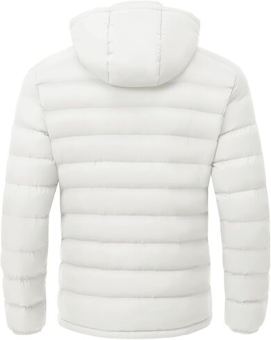BGOWATU Men's Lightweight Water-Resistant Hooded Puffer Jacket Insulated Winter Coat with Detachable Hood for Snow Ski in Saudi Arabia